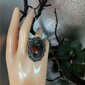 Size 7.5 Gorgeous Bloodstone Statement Ring for healing 925